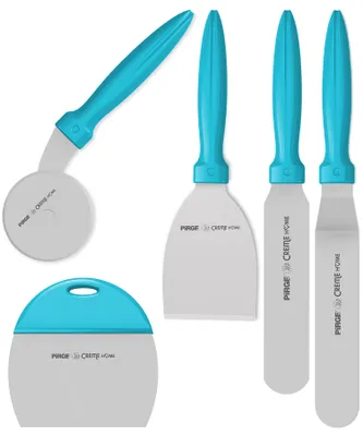 Produktbild von Pirge Creme Home Backzubehör Set 5 TLG Edelstahl - Winkelpalette - Streichpalette - Spachtel - Teigschaber - Pizzaschneider