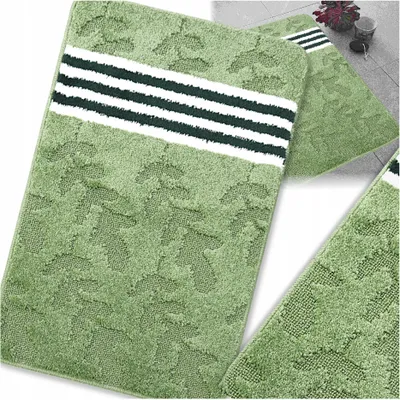 Produktbild von Badteppich Oliv - Badezimmer Teppich Rutschfest & Weich - Badteppich, Badvorleger - Badematten Grün 50x80 cm
