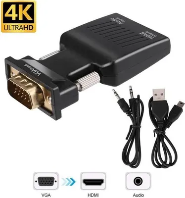 Produktbild von VGA-zu-HDMI-Adapter, VGA-zu-HDMI-Audio-Video-Konverter mit 3,5-mm-USB-Audiokabel EGY1094