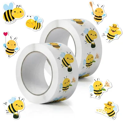 Bienenaufkleber 1000 Stück, Belohnungssticker, 2 Rollen, 2,5 cm, gelb