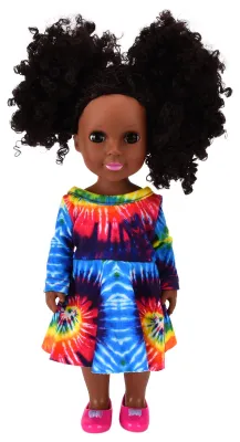 Imagen del producto de Muñeca de bebé de 14 pulgadas para niñas, hecha de vinilo suave, con ropa bonita, piel de color y un encantador diseño africano