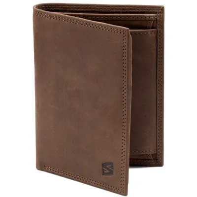 Zdjęcie produktu dla SERASAR | Skórzany portfel Premium [Vintage] ze skóry | Kolor: Brązowy | Długość: 13cm