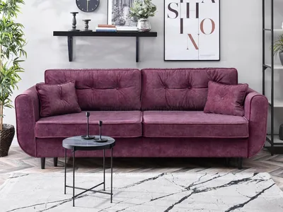 Zdjęcie produktu dla Sofa rozkładana LALESKA - fioletowy / czarny