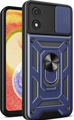 Obrázek produktu pro Pouzdro pro Motorola Moto E13 s Kroužkem, Stojánek, Ochrana Kamery, TPU Nárazník, Silikonové Pouzdro modré