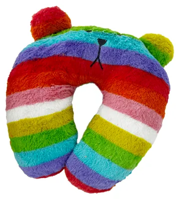 Image de Coussin de voyage arc-en-ciel 30×30 cm, rayures arc-en-ciel