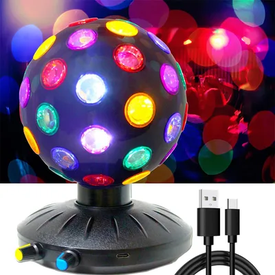 Produktbild von 360° Disco-Kugellicht, 3 Helligkeitsstufen, stroboskopisches Party-Bühnenlicht,mit USB-Kabel, ideal für Kindergeburtstage, Weihnachten, Feiern(6 Zoll)
