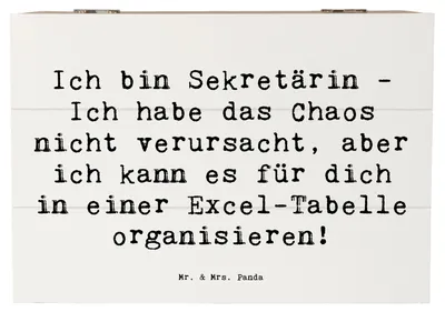 Produktbild von Mr. & Mrs. Panda Box aus Holz Spruch Sekretärin Ordnung 22 x 15 cm - Weiß - Geschenk, Organisationsprofi, Truhe, schatztruhe, Berufspassion, Berufe, Beruf, geschenkkiste