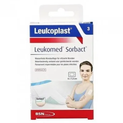 Zdjęcie produktu dla Leukomed Sorbact Opatrunek 5x7,2cm 3 sztuki
