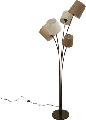 Retro Design Stehleuchte LEVELS 176cm weiß beige braun 5 Schirme Stehlampe Wohnzimmerleuchte Leselampe