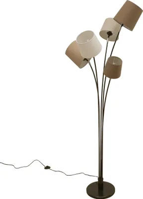 Produktbild von Retro Design Stehleuchte LEVELS 176cm weiß beige braun 5 Schirme Stehlampe Wohnzimmerleuchte Leselampe