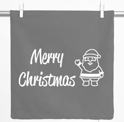 Produktbild von Huuraa Kissenbezug Merry Christmas Weihnachtsmann 40x40cm Steel Grey Baumwolle Dekokissenbezug Geschenkidee