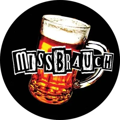 Produktbild von Ansteckbutton mit Motiv 'Missbrauch - Bier', 25 mm Durchmesser