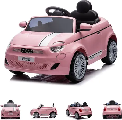 Obrázok produktu pre Detské elektrické autíčko Chipolino Fiat 500 na diaľkové ovládanie, bezpečnostný pás, MP3, USB ružové