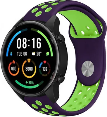 Produktbild von Strap-it Xiaomi Mi Watch Sportarmband (Lila/Grün)