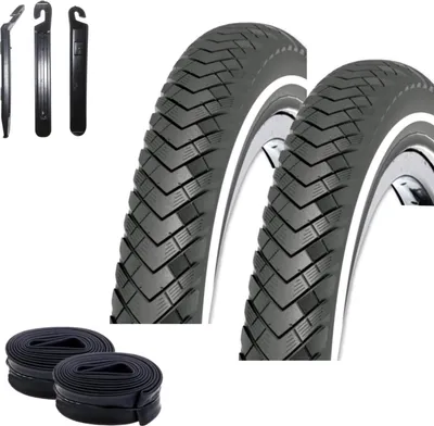 Produktbild von 2 x Rexway Fahrradreifen Conejo 03 Reflex Pannenschutz Fahrradmantel 47-559 (26 x 1,75) + 2 passende DV Schläuche inkl. 3 Reifenheber