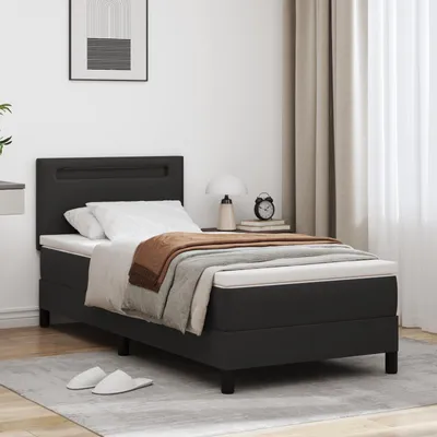 Produktbild von Desgin Boxspringbett mit Matratze – Schwarzes Einzelbett aus Kunstleder - Klassische Betten 3339028