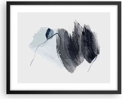 Produktbild von Gerahmtes Poster - Schwarzer Rahmen - Blau Grau Aquarell - 50x40 cm - Wand Bild - Wanddeko - Wandbilder - Kunstposter - Wandposter - Bilderrahmen - Bilder - Kunstdruck - P2BAA50x40-4975