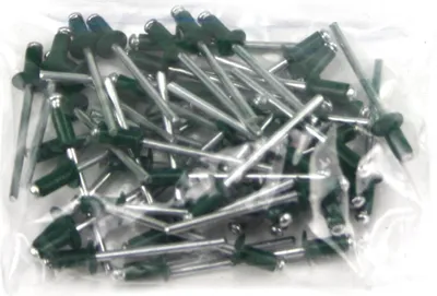 Produktbild von 100x Blindnieten 4,0 x 8mm Grün Popnieten Alu/Stahl Flachkopf Nieten DIN 7337