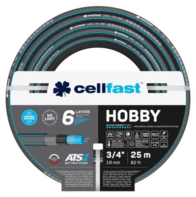 Produktbild von CELLFAST Gartenschlauch 6 Lagiger Wasserschlauch Doppelgeflecht Kreuz Trikotgewebe Bewässerungsschlauch UV Beständig Anti Algen Flexibler Schlauch 32