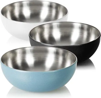 Produktbild von Edelstahl-Mischschüssel 3-teilig, 3L, 24cm, für Salat oder Snacks