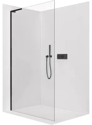 Obrázek produktu pro CERANO - Sprchová zástěna Walk-in Onyx L-levá vzpěra - 10 mm - černá matná, transparentní sklo - 100x200 cm