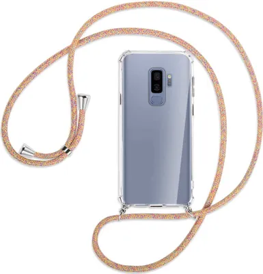 Produktbild von Handykette Backcover-Schutzhülle mit Band (Metall silberfarben) für Samsung Galaxy S9+ / S9 Plus - Rainbow