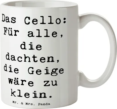 Produktbild von Mr. & Mrs. Panda Kaffeebecher Spruch Cello Magie - Weiß - Geschenk, Musikinstrument, Lernen, Musik, Solo, Orchester, Kaffeetasse, Geschenktasse, Trinkbecher, Teetasse
