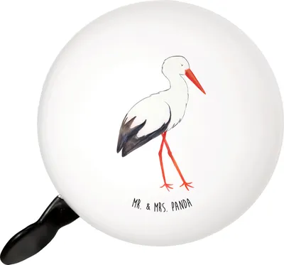 Produktbild von Mr. & Mrs. Panda Fahrradklingel Storch - Weiß - Geschenk, Baby, Fahrradglocke, glocke fahrrad, Klingel, Mütter, Tiere, Schwangerschaft, Fahrrad-Glocke, Mutter, Störche