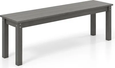 Produktbild von GOPLUS Gartenbank wetterfest, Sitzbank Outdoor für 2-3 Personen, Terrassenbank aus HDPE, Parkbank ohne Armlehne,140 x 35 x 45 cm, Grau
