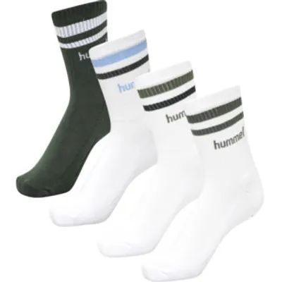 Produktbild von HUMMEL hmlRETRO 4-PACK SOCKS MIX, WHITE/RIFLE GREEN/PLACID BLUE, 41-45