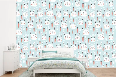 Produktbild von MuchoWow® Fototapete für Wohnzimmer oder Schlafzimmer Wandtapete Vinyl Motivtapete Kaninchen - Tiere - Kind - 360x240 cm - Vinyl-Tapete