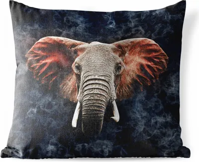 Produktbild von MuchoWow® Outdoor Kissen - Elefant - Rot - Tiere - 50x50 cm - Wetterfest - Lounge Kissen - Komfortabel - Kissen mit Bild