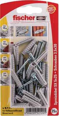 Immagine prodotto di Tassello in nylon Fischer Con viti per legno zincate S Gks misura S 6, viti: 4,5 X 45 mm