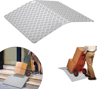 Obrázek produktu pro UISEBRT Rampa pro vozíčkáře o šířce 70 cm, nájezd na dveřní práh 80 cm, výška 10 cm, přenosný prahový můstek s protiskluzovými madly pro vnitřní i venkovní použití