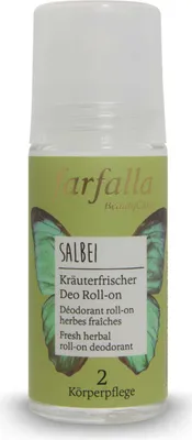 Produktbild von Farfalla KPDRSA, Deodorant, Roll-on Deodorant, 50 ml, Salbei, WASSER, ALOE VERA-SAFT*, PFLANZL. PENTYLENGLYKOL, TAPIOKASTÄRKE, TRIETHYL CITRATE,..., NaTrue
