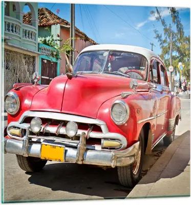 Produktbild von Bilder auf glas - Chevrolet Auto Havanna - 60x60cm - Glasbilder - Wandbilder - Kunstdruck - zum Aufhängen bereit - Wanddekoration aus Glas - Glas Bilder - Wandbild auf Glas - Einteilig - GAC60x60-2411