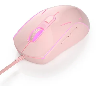 Produktbild von Gaming Maus kabelgebunden RGB, 3200 DPI USB Maus mit 6 Tasten, optische Gaming Mouse mit DPI-Umschaltung Rosa