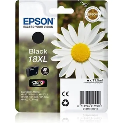 Produktbild von Epson Daisy Singlepack Black 18XL Claria Home Ink, Hohe (XL-) Ausbeute, Schwarz, Tinte auf Pigmentbasis, 11,5 ml, 1 Stück(e), 470 Seiten