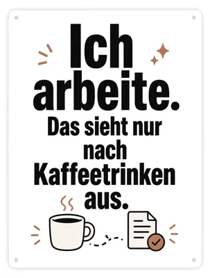 Produktbild von Metallschild Xxl in 28x38 cm Ich arbeite - Bürohumor Schild Mit Spruch: Ich