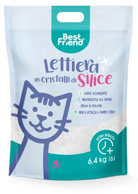 Immagine prodotto di Best Friend - Lettiera per gatti con cristalli di silice, 16 litri. Sabbia senza polvere, delicata sulle zampe e altamente assorbente, formato maxi
