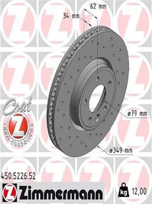 Produktbild von 2x ZIMMERMANN 450.5226.52 Bremsscheibe Vorderachse