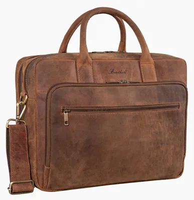 Produktbild von Benthill Aktentasche aus echtem Leder - Schultertasche / Umhängetasche - Leder-Tasche Lehrertasche / Studententasche - Leder Herren Arbeitstasche aus Büffelleder