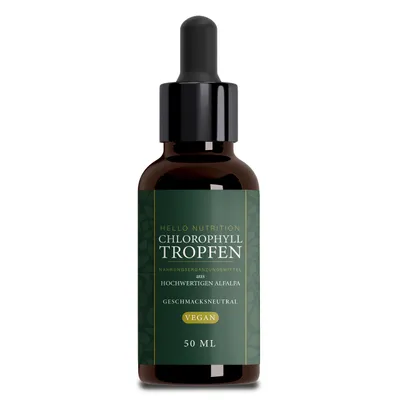 Produktbild von Hello Nutrition ® Chlorophyll Tropfen – Stärken des Immunsystems – Erhöhung der Energie und Vitalität – Unterstützung der Verdauung – vegan
