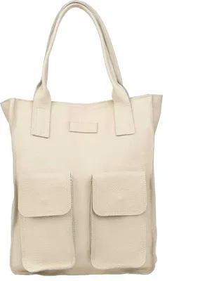 Produktbild von Vezze Wildleder-Shopper- Tasche - italienische Ledertasche - robust und wasserfest - große Hauptfach - mehrere Taschen und Griffen - Beige-Ecru
