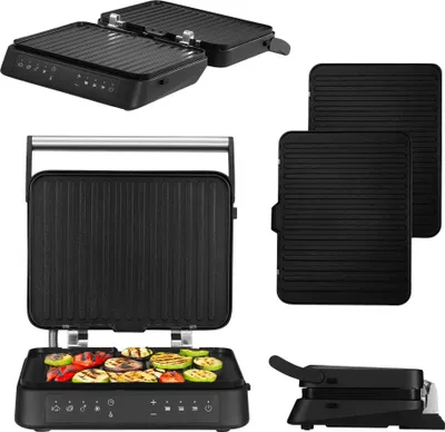 Produktbild von ZEEGMA GRILL CHEF 3.0 Kontaktgrill 2000W, 5 Automatik-Programme, spülmaschinenfeste Platten, Temperaturregelung, unabhängige Heizung