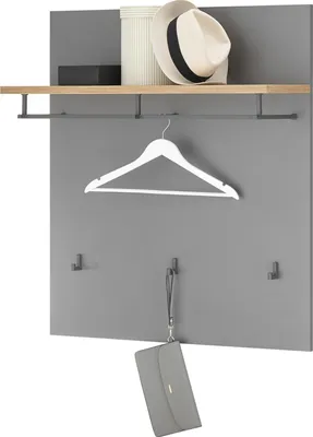 Produktbild von Garderobenpaneel - Artisan Eiche Nachbildung - Grau - 85 x 95 cm - mit Kleiderstange