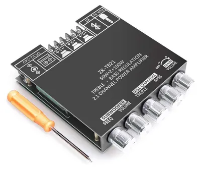 Zdjęcie produktu dla Wzmacniacz subwoofera - Bluetooth 5.0 - 2.1 kanałowy - 2 x 50 W + 100 W - 12-24 V - Płytka wzmacniacza AUX