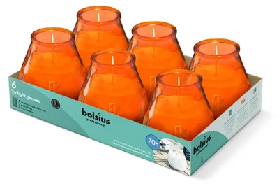 Image de 6x photophore Bolsius Twilight bougie d'extérieur orange photophore en verre lampe de jardin