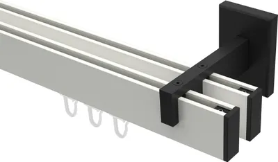 Produktbild von Interdeco Innenlaufstange / Gardinenstange mit Innenlauf Weiß / Schwarz, Typ Smartline Paxo (Kappe), 14x35 mm 2-läufig, 220 cm
