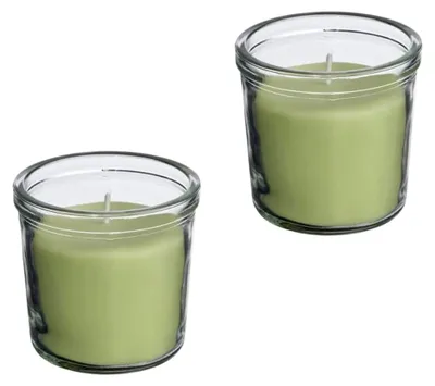 Produktbild von 2er Set LÖVSKOGSLUND Duftkerze im Glas, Apfel/hellgrün, 20 Std.